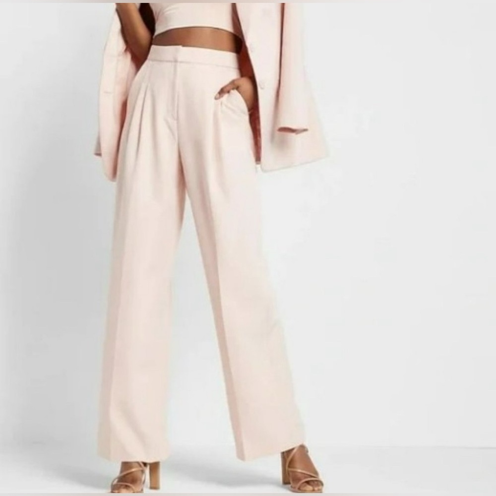 Express Wide Leg Super High Rise Pleated Pants